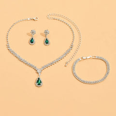 4 Pieces Of Women's Wedding Accessories, Earrings, Necklaces, Bracelets, Bridal Jewelry Sets, Banquet And Party Accessories-8071