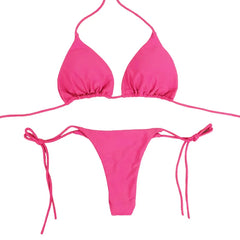 Sexy Bikini Set For Women Summer Split Two-piece Brazilian Swimsuit Lace-up Bra And Thong Female Beachwear