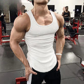 HOT Men's Four Seasons Black And White Classic Color Basic Vest Plus Size Youth Sports And Leisure Running Joker Bottoming