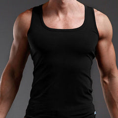 HOT Men's Four Seasons Black And White Classic Color Basic Vest Plus Size Youth Sports And Leisure Running Joker Bottoming