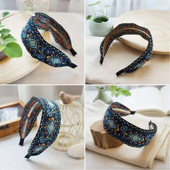 Women Wide Turban Hair Accessories Headwear Embroidered Ribbon Hair Hoop Hairbands Headbands Head Wraps