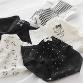 New Underwear Women Cat Print Girl Panties Spring Summer Fashion Comfort Briefs Mid Waist Seamless Underpants Female Lingerie