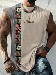 Summer New Men's Vest T Shirt Patterned Tribal Round Neck Clothing Daily Fitness Sports Vintage Sleeveless Printed Ethnic Tops