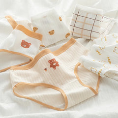 5Pcs/Set Cotton Underwear For Women Female Panties Cute Love Girl's Briefs Mid Waist Seamless Breathable Underpants Lingerie