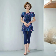 Conservative Mom Swimsuit Hot Sale Of The Season New Large Size Slimming Mid-Aged And Elderly Sports Separate Ladies Hot Spring