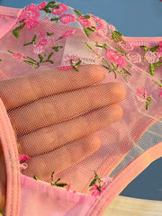 Sexy Lingerie Women Thin Transparent Lace See Through Female Erotic Underwear Bra And Panty Set Sleepwear Suit Embroidery Floral
