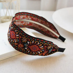 Women Wide Turban Hair Accessories Headwear Embroidered Ribbon Hair Hoop Hairbands Headbands Head Wraps
