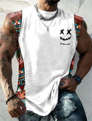 Summer New Men's Vest T Shirt Patterned Tribal Round Neck Clothing Daily Fitness Sports Vintage Sleeveless Printed Ethnic Tops