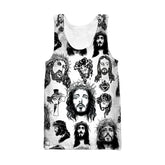Men's Sleeveless Shirt Pattern Jesus O Neck 3D Outdoor Street Cool Design Clothing Athletic Casual Big & Tall Oversized Tank Top