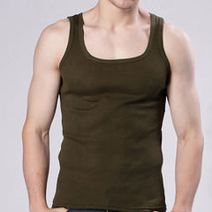 HOT Men's Four Seasons Black And White Classic Color Basic Vest Plus Size Youth Sports And Leisure Running Joker Bottoming