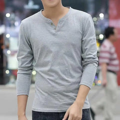 Great Men T-shirt Slim Casual Base Shirt Long Sleeve Fit Autumn T-shirt for Daily Wear