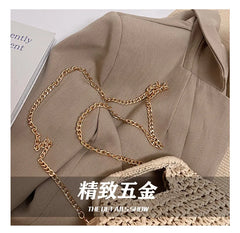 Seaside vacation shell bag 2025new arrival women's satchel bag forest style straw shoulder bag beach chain crossbody bag