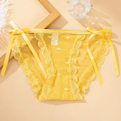 Women's Sexy Lace Underwear Panties Delicate Soft Comfortable Underpants Fashion Female Mesh Up Bow Low-Rise Briefs