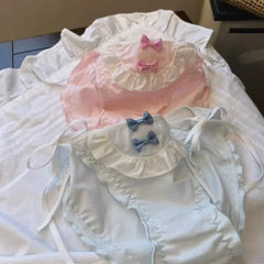 Women's Underwear Panty Sexy Lace Panties Japanese JK Girls Cute Bowknot Kawaii Comfort Briefs Cos Maid Lace Up Female Lingerie