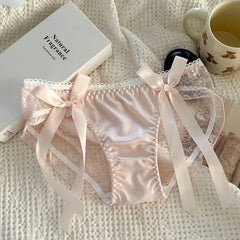 Women Sexy Lace Panties Underwear Satin Mesh Low Rise Hollow Briefs Thong