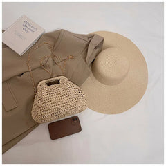 Seaside vacation shell bag 2025new arrival women's satchel bag forest style straw shoulder bag beach chain crossbody bag