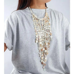 Bead Handmade Woven Shell Tassel Necklace Summer Beach Style Multi-layered Collarbone Chain Women's Fashion Jewelry Accessories
