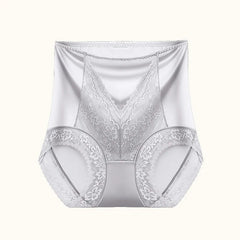 Women High Waist Panties Ice Silk Lace Sexy Breathable Briefs Underwear Luxury Satin Seamless Butt Up Female Underpants Lingerie