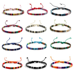 12 Boho Surfer Beach Bracelet Set Men & Women Braided Boho Summer Bracelets Handmade Festival Jewelry