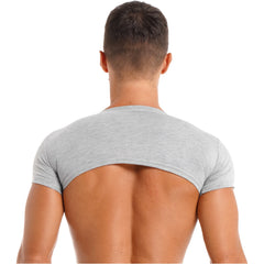 Men Sport Fitness Top Breathable Stretchy Mini Short Crop Top Party Club Dance T-Shirt Casual Solid Color Bodybuilding Tops
