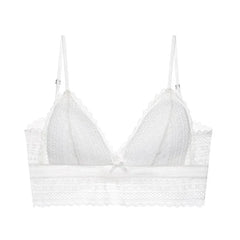 French Lace Lingerie for Women Sexy U-shaped Large Backless Thin Style Without Steel Rings Triangular Soft Cup Bra Cover