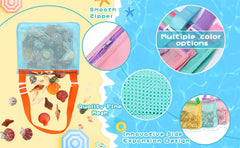 Beach Toy Mesh Bag Kids Shell Storage Bag Beach Toy Seashell Bag Mesh Pool Bag Sand Toys Swimming Accessories for Boys and Girls