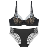 Luxury Women Lingerie Set Sexy Lace Embroidery Underwear French Thin Cup Push Up Bra Summer Mesh Breathable Intimates Bra Sets
