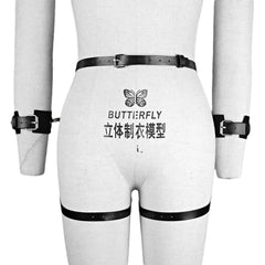 Exotic Accessories SM Bondage Kit Leather Thigh Cuffs Waist Belt Handcuffs Bed Strap Adult Role Play Toy for Couples