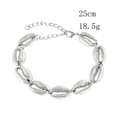 Bohemian Alloy Sea Shell Beads Bracelet for Women Adjustable Rope Bangle Ocean Wristband Statement Summer Beach Jewelry Gifts