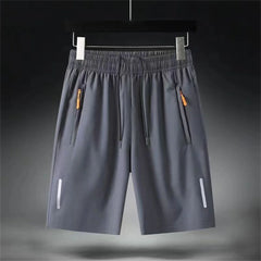 Summer Men'S Ultra-Thin Ice Silk Beach Casual Shorts Jogging Sport Quick Dry Male Zipper Loose Gym Sports Short Pants Sweatpant