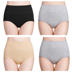 High Waisted Postpartum Underwear Womens Cotton Underwear Soft Breathable Full Coverage Stretch Panties 4pcs/pack