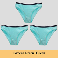 Women Underwear Ladies Panties Cotton Low Rise Solid Cute Bow Soft Breathable Briefs 3 Pcs/lot