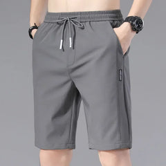 Summer Men's Casual Pants Thin Soft Elasticity Lace-up Waist Solid Color Pocket Applique Korea Grey Black Work Trousers Male