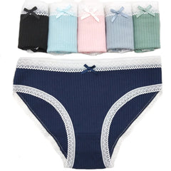 Womens Underwear Hipster Cotton Briefs Low Waist Everyday Style Solid Sexy Panties Ladies Knickers Lingerie 6 Pcs/set