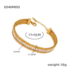 Fashion Wrist Jewelry Accessories Girls Gifts 316L Stainless Steel Sparkling Zircon Chain Bracelet for Women