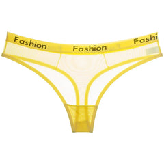 Women's Sexy Underwear Low Waist T Back Thong Seamless Mesh Breathable Transparent Panties Cotton Crotch G-String Sheer Lingerie