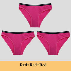 Women Underwear Ladies Panties Cotton Low Rise Solid Cute Bow Soft Breathable Briefs 3 Pcs/lot