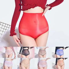 Shiny Sheer Underwear Women Oil High Rise Sexy Briefs Black White Red Blue Purple Skin Gray Brown Pink Panties Underwear