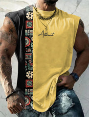 Summer New Men's Vest T Shirt Patterned Tribal Round Neck Clothing Daily Fitness Sports Vintage Sleeveless Printed Ethnic Tops