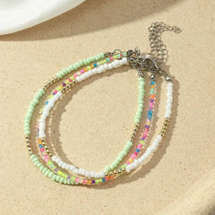 3Pcs/Set Bohemian Colorful Beaded Beads Anklets for Women Summer Ocean Beach Handmade Ankle Bracelet Foot Leg Beach Chain Gift