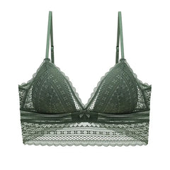 French Lace Lingerie for Women Sexy U-shaped Large Backless Thin Style Without Steel Rings Triangular Soft Cup Bra Cover