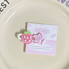 Women's Hair Accessories Kawaii Pink Hairpin Star Peach Strawberry Sweet Girls Bangs Clip Side