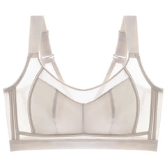 Women Large Size Underwear Full Cup Thin Bra Summer Ultra-thin Anti-Sagging Minimizer Push Up