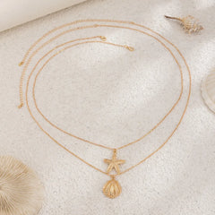 Bohemian Summer Beach Shell Waist Link Imitation Pearl Sea Star Conch Pendant Body Chain for Women Fashion Jewelry Accessories