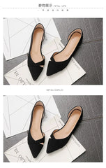 Women Flats Pink Black Pure Color Plus Small Size 35 Large 41 42 43 44 Suede Leather Pointed Toe Office Lady Flat Heel Shoes