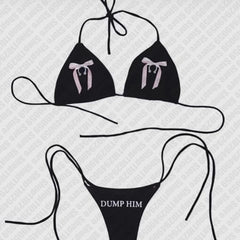 2000s Sexy Y2k Gothic Punk Bodycon Backless Sleeveless Hot Emo Girls Crop Top Summer Bra Push Up Bikini Set Beach Camisole Party