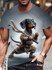 White funny men's T-shirt cartoon 3D printing summer casual short sleeved pullover fashionable T-shirt outdoor men's clothing