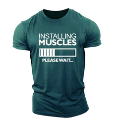 Men's Muscles Letter English Elements T-shirts Short Sleeve Summer Casual Sporty Gym Tops 3D Print O-Neck Big Size Male Tee