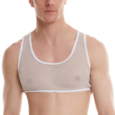 See Through Mesh Tank Top For Men Under Shirt Muscle Crop Top Sleeveless U Neck Vest For Sports And Workout Sessions