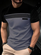 Men's fashionable casual round neck T-shirt made of 100% polyester fiber, machine washable, suitable for outdoor daily wear